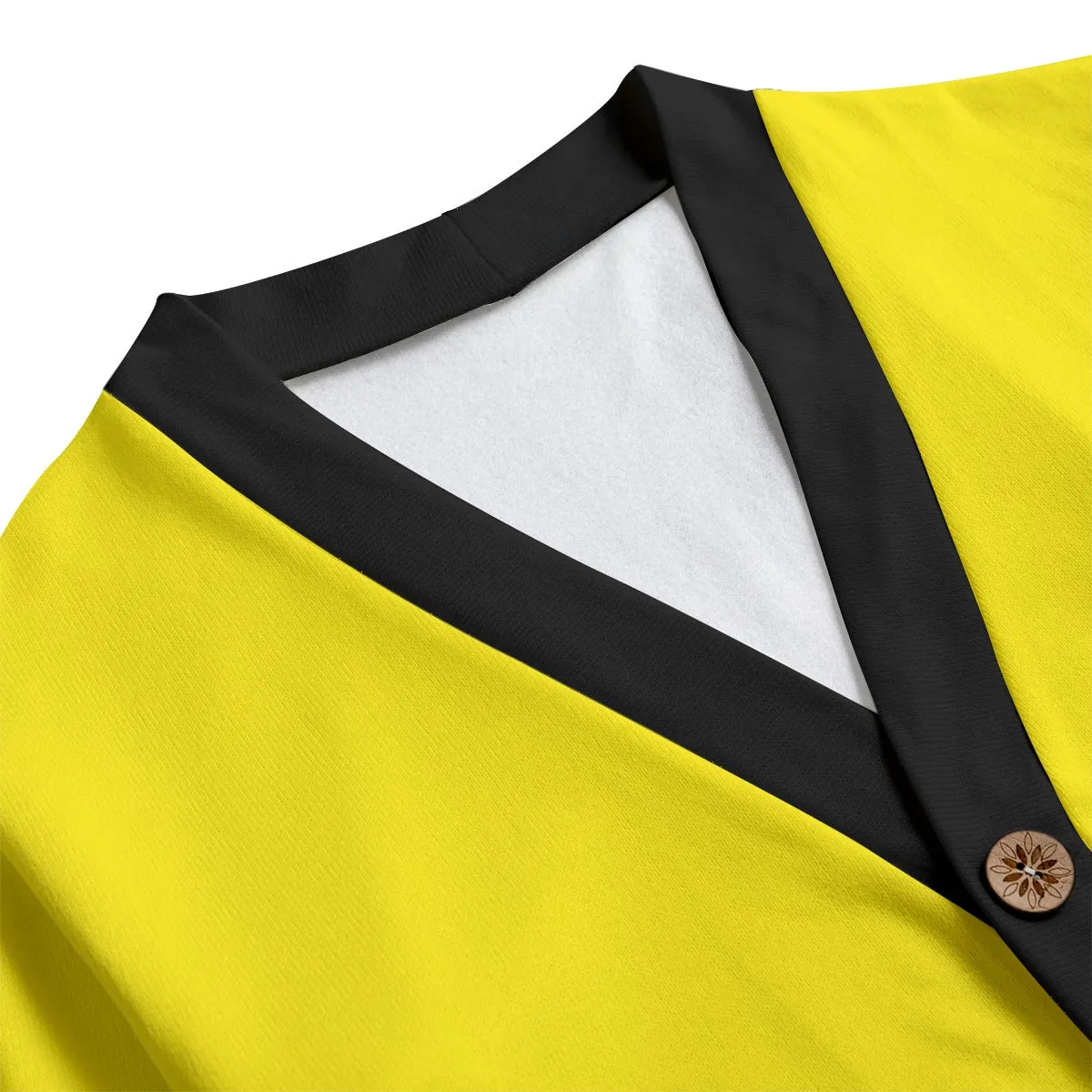 Sixty Eight 93 Logo Black Lemonade Black Unisex V-Neck Knitted Fleece Cardigan