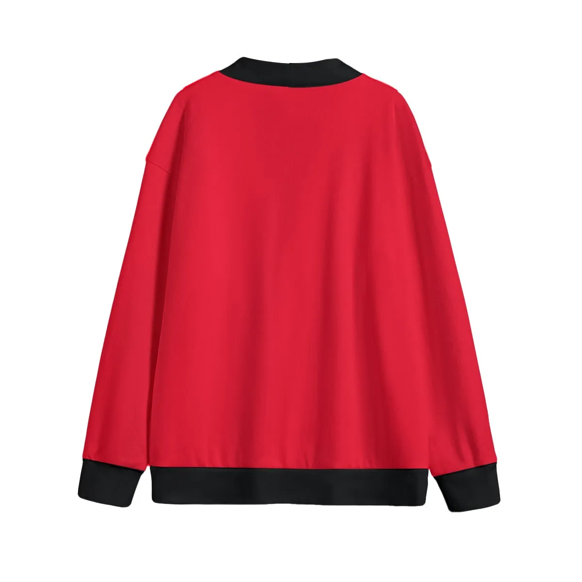 Sixty Eight 93 Logo White Red & Black Unisex V-Neck Knitted Fleece Cardigan
