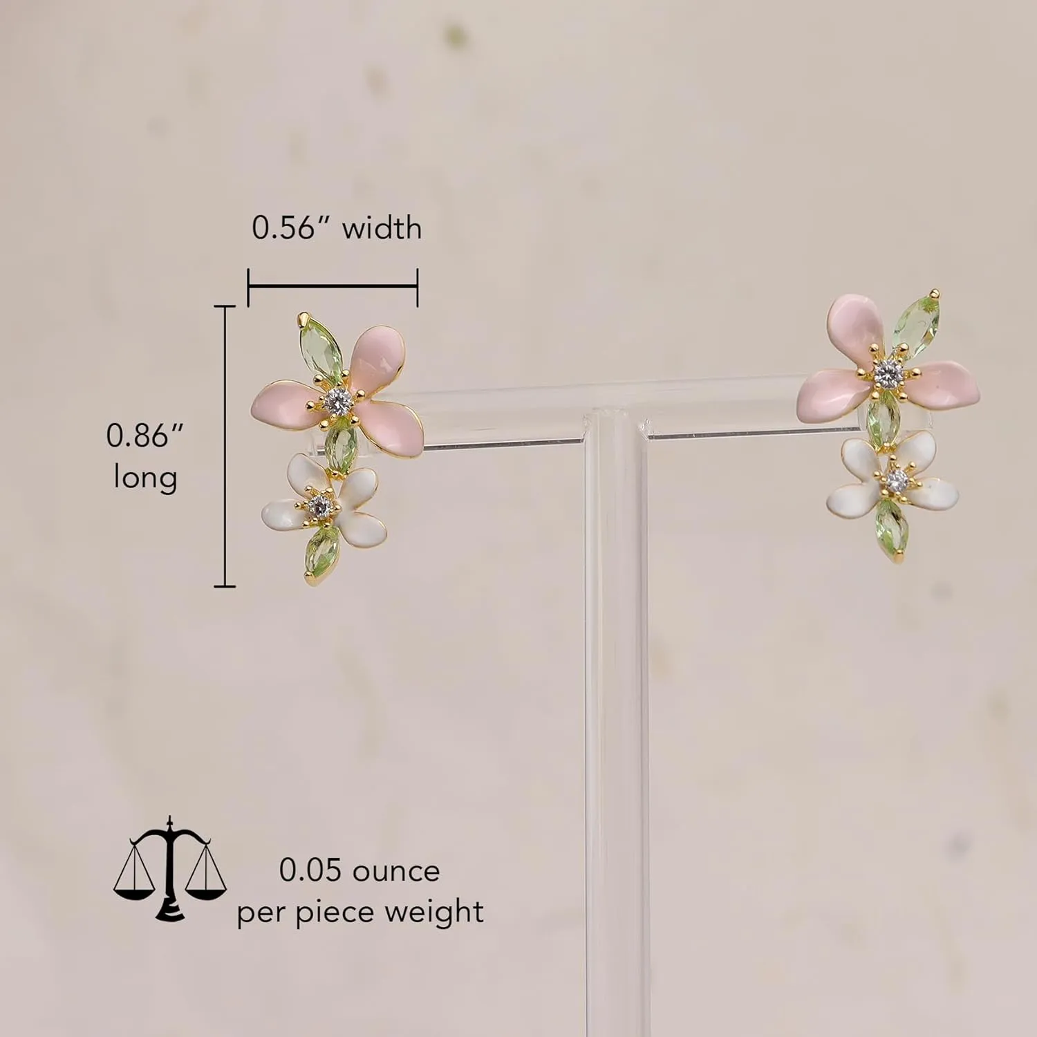 Sonateomber Flower Stud Earrings for Women, Cute Floral Rhinestone Enamel Earing Prom Hypoallergenic Fashion Jewelry Gift