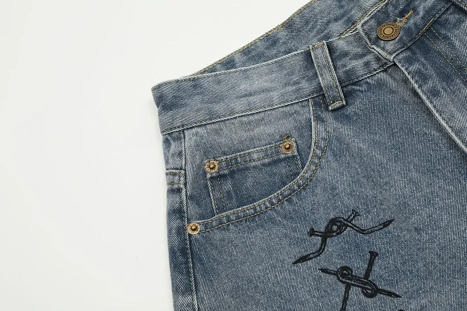 'Taxonomy' Faded Denim Shorts