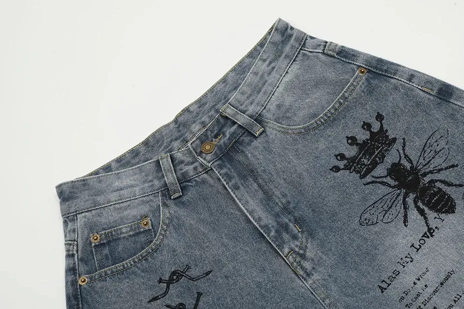'Taxonomy' Faded Denim Shorts
