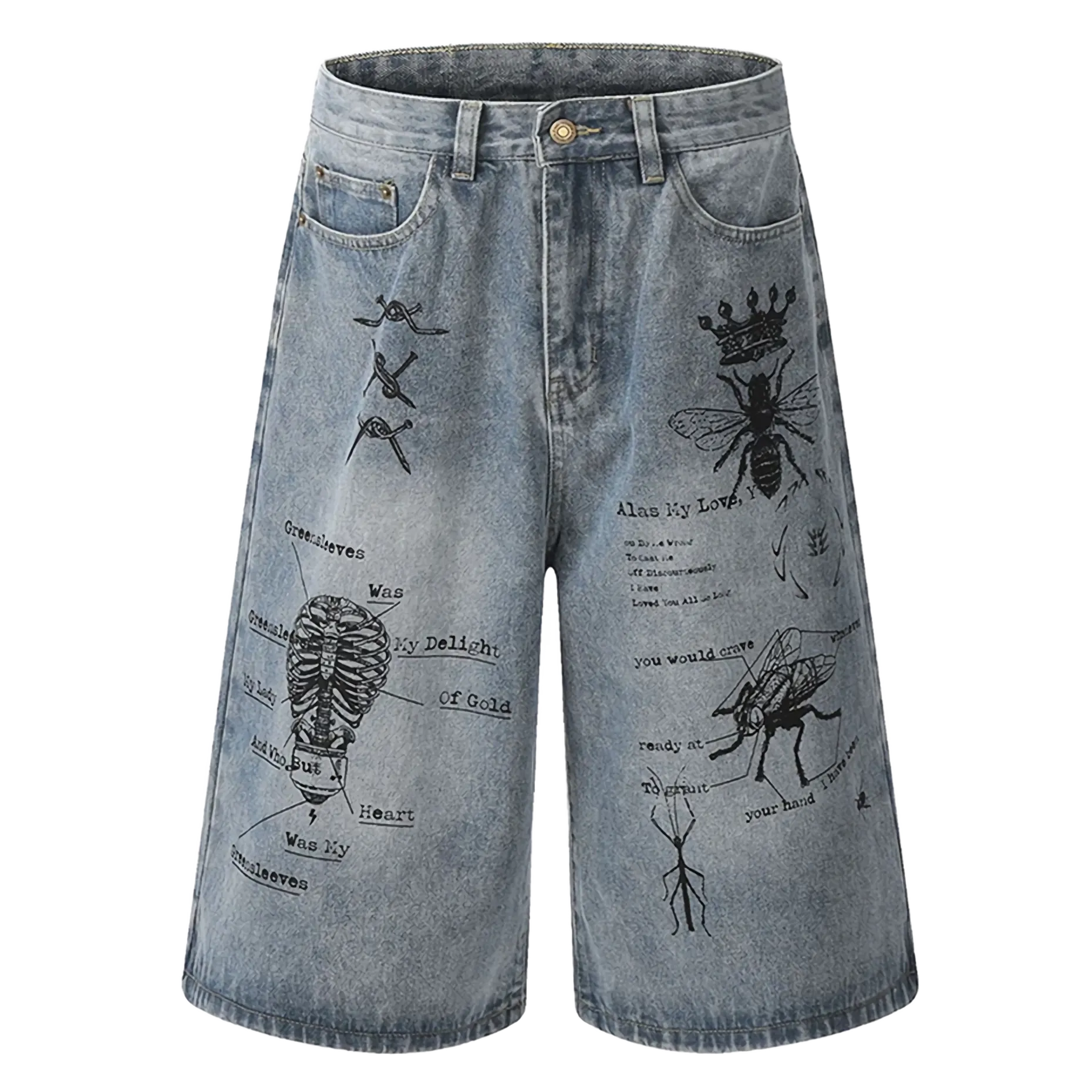 'Taxonomy' Faded Denim Shorts