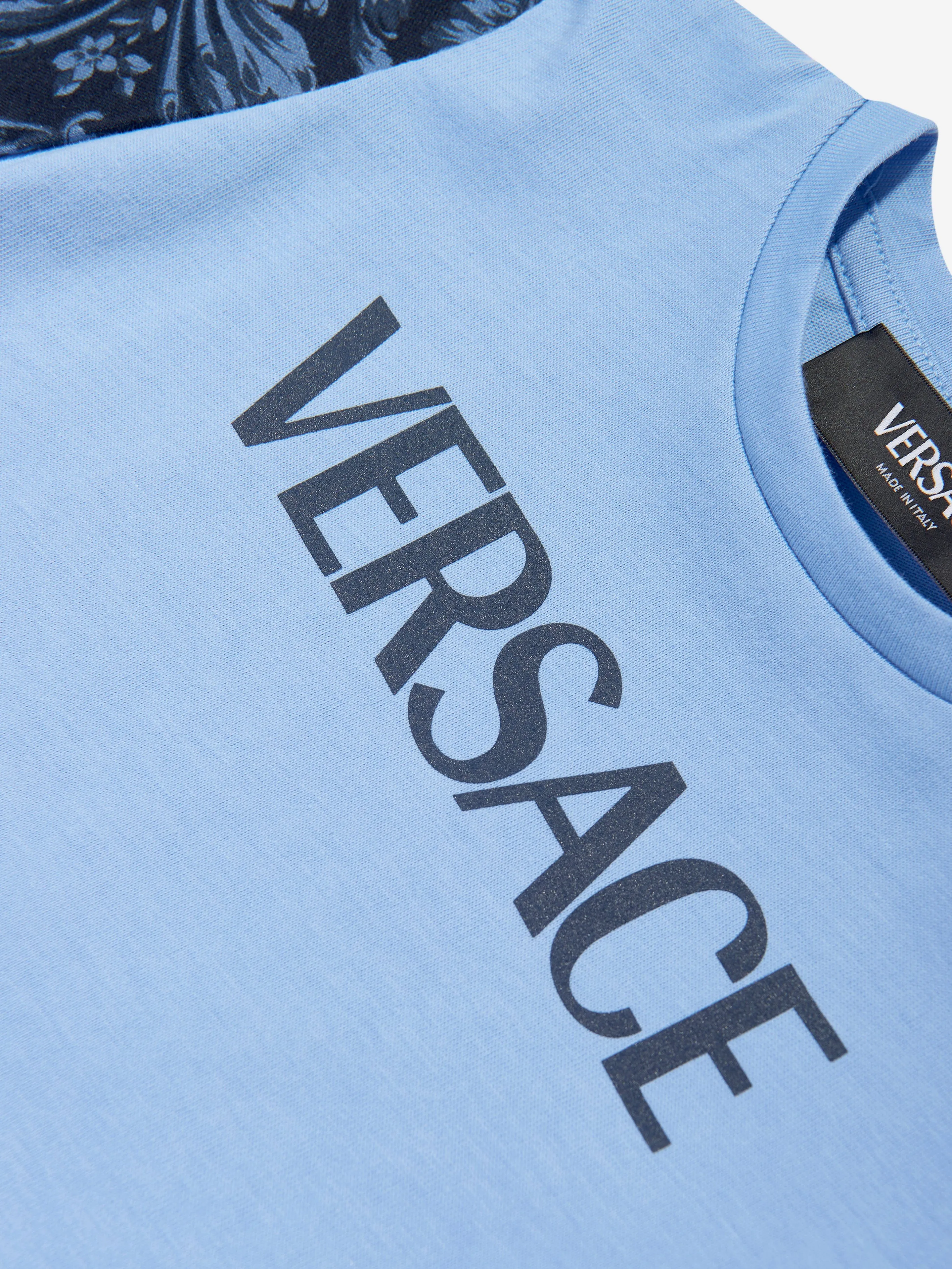 Versace Baby Boys Barocco Logo T-Shirt in Blue
