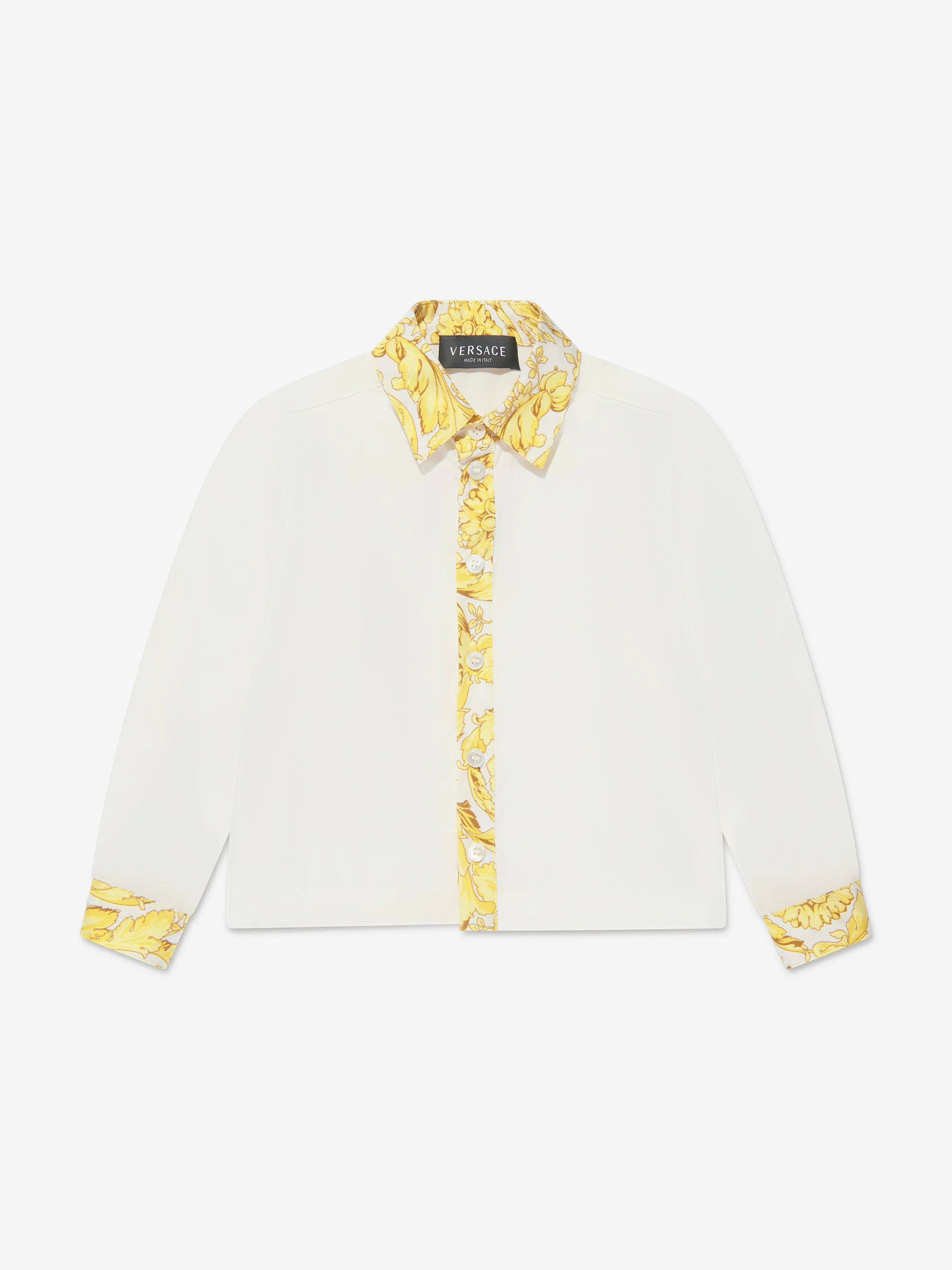 Versace Baby Boys Long Sleeve Barocco Shirt in White