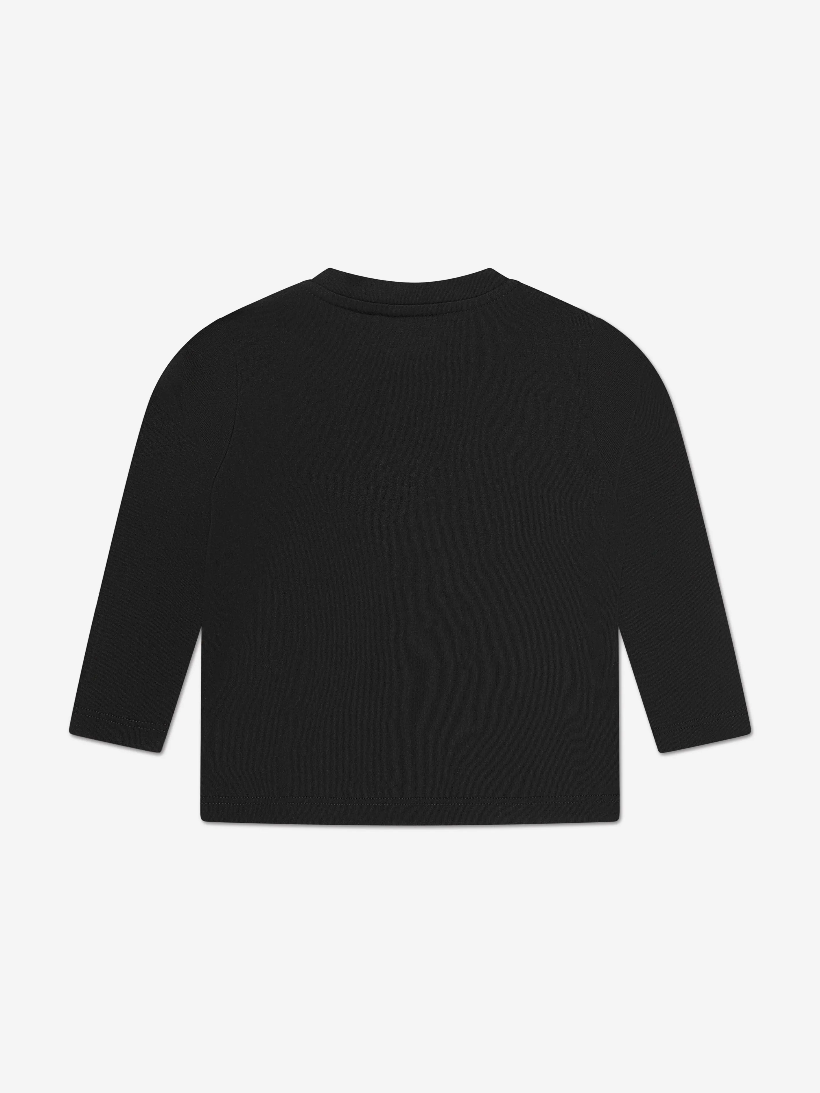 Versace Baby Long Sleeve Logo T-Shirt in Black