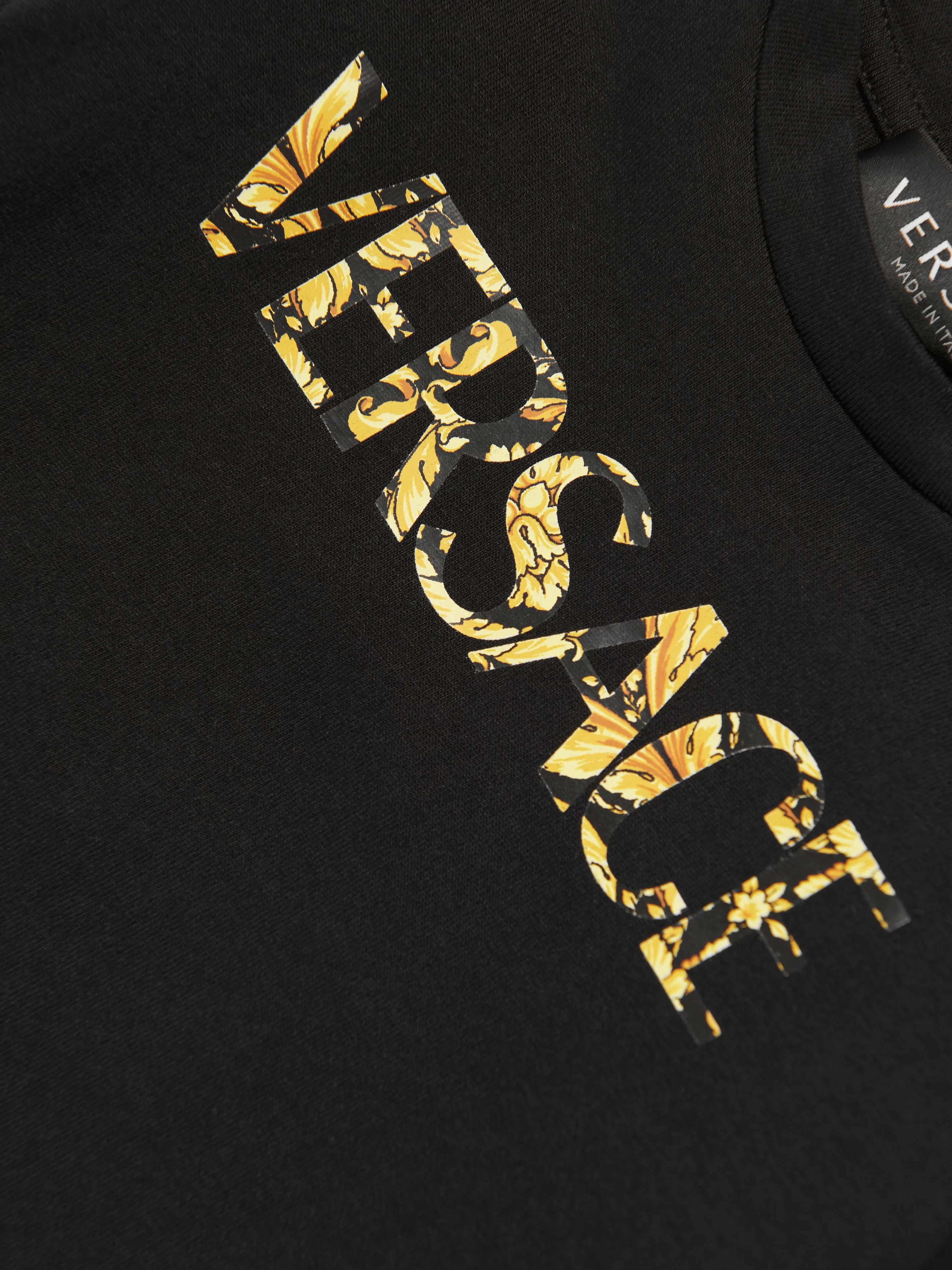 Versace Baby Long Sleeve Logo T-Shirt in Black