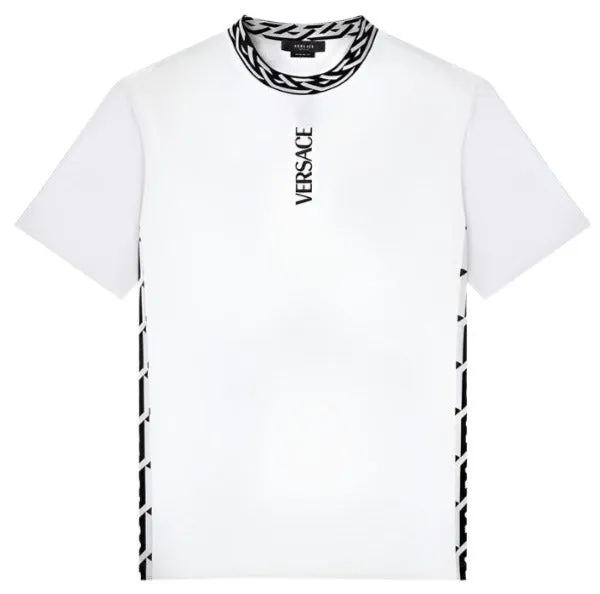 Versace T-Shirt Tessuto Jersey Cotone Con Stampa E Smacchinati