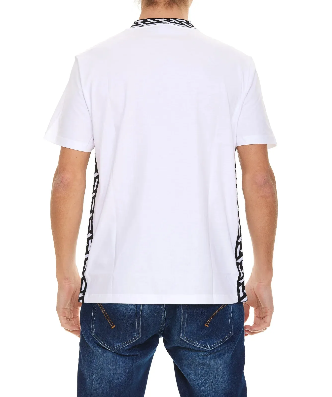 Versace T-Shirt Tessuto Jersey Cotone Con Stampa E Smacchinati