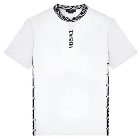 Versace T-Shirt Tessuto Jersey Cotone Con Stampa E Smacchinati