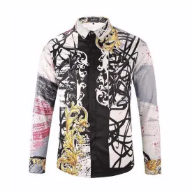 Vintage Versus VE Men's Printed Long Sleeve Shirt - Black/White