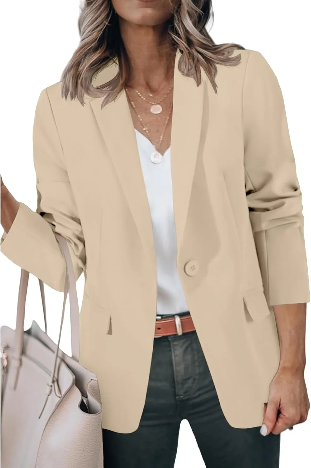 Women Blazers for Work Casual Open Front Long Sleeve Work Office Suit Jackets Lightweight Formal Business Blazer Coat