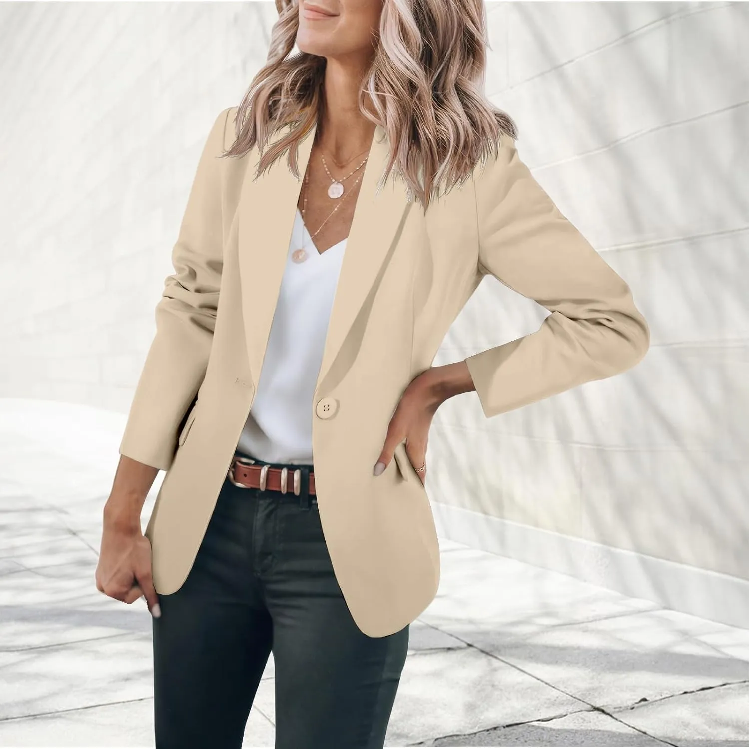 Women Blazers for Work Casual Open Front Long Sleeve Work Office Suit Jackets Lightweight Formal Business Blazer Coat