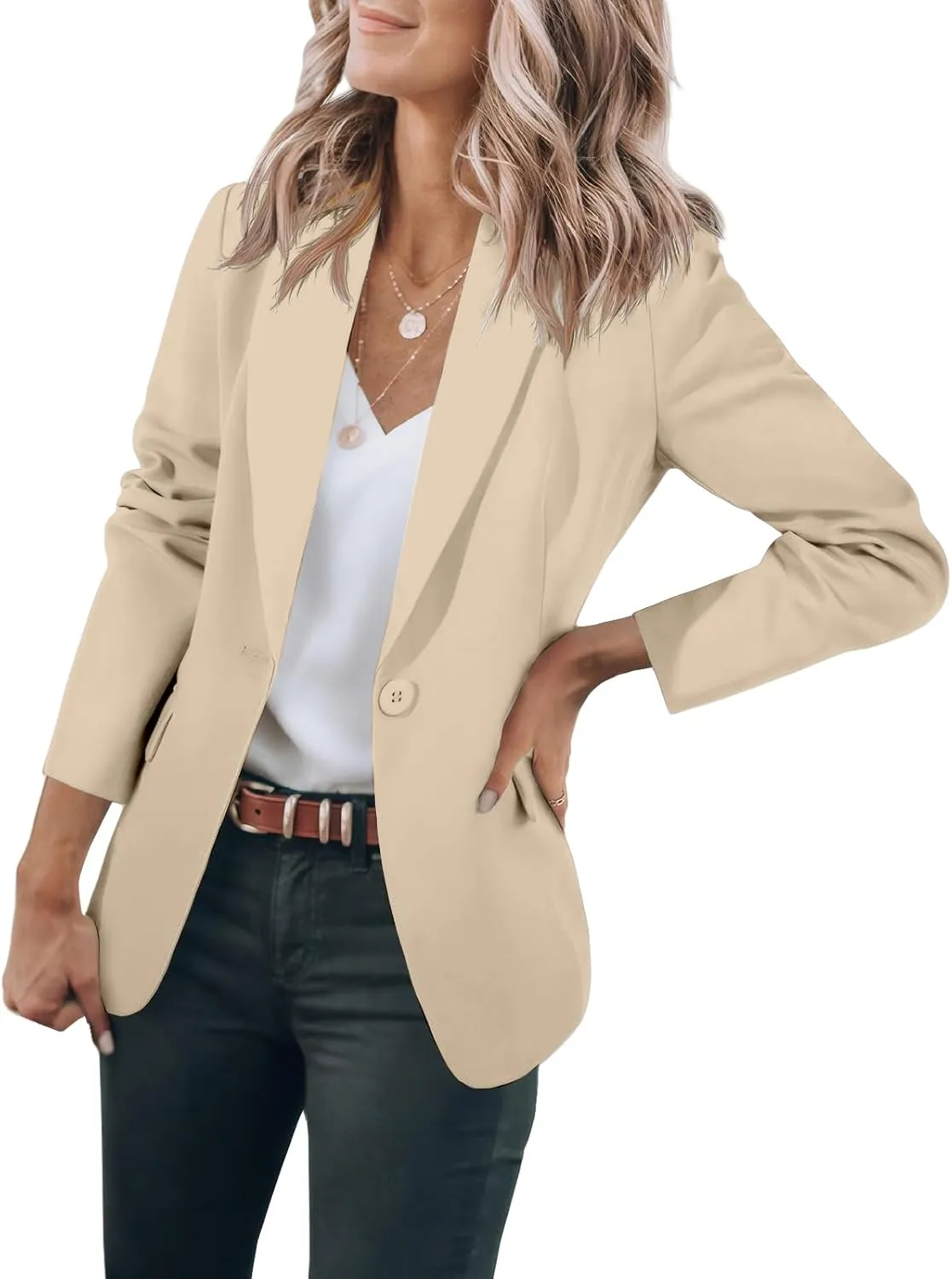 Women Blazers for Work Casual Open Front Long Sleeve Work Office Suit Jackets Lightweight Formal Business Blazer Coat