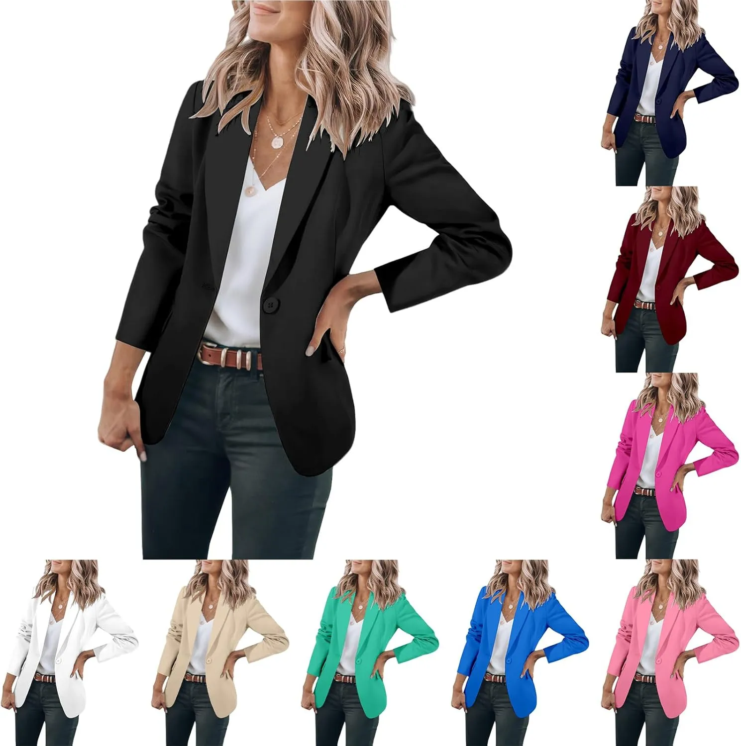 Women Blazers for Work Casual Open Front Long Sleeve Work Office Suit Jackets Lightweight Formal Business Blazer Coat