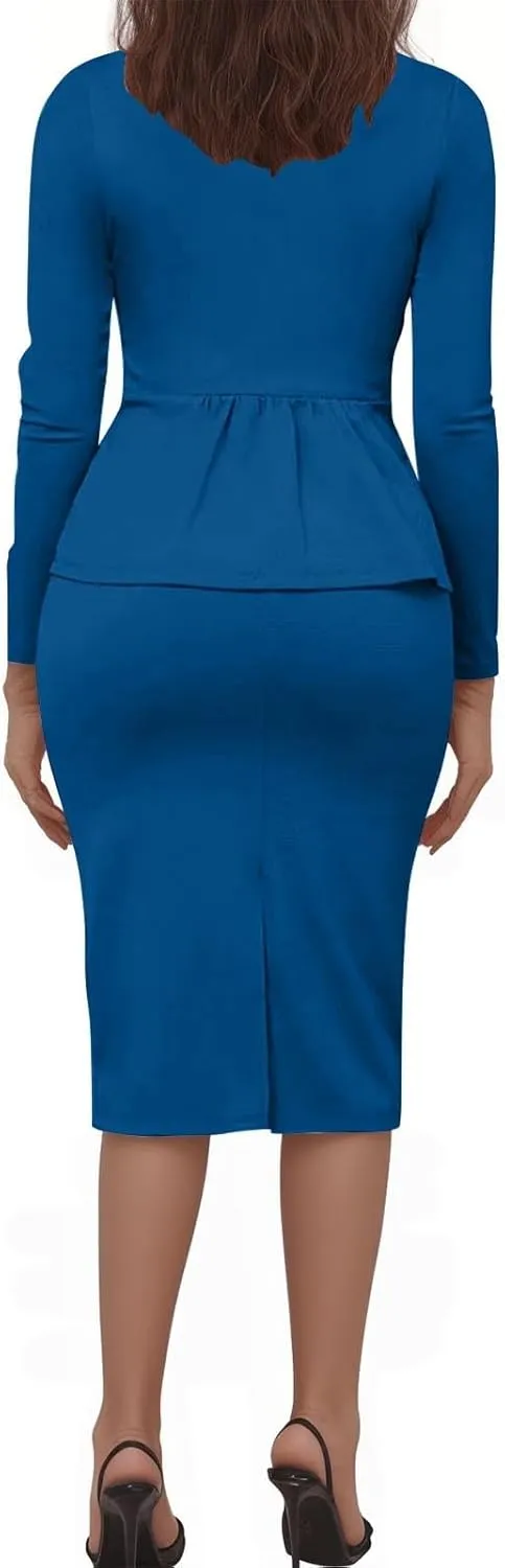 Women Two Piece Suit Skirt Set Business Casual Long Sleeve Blazer and Pencil Skirt Blazer Sets Women 2 Piece Outfits