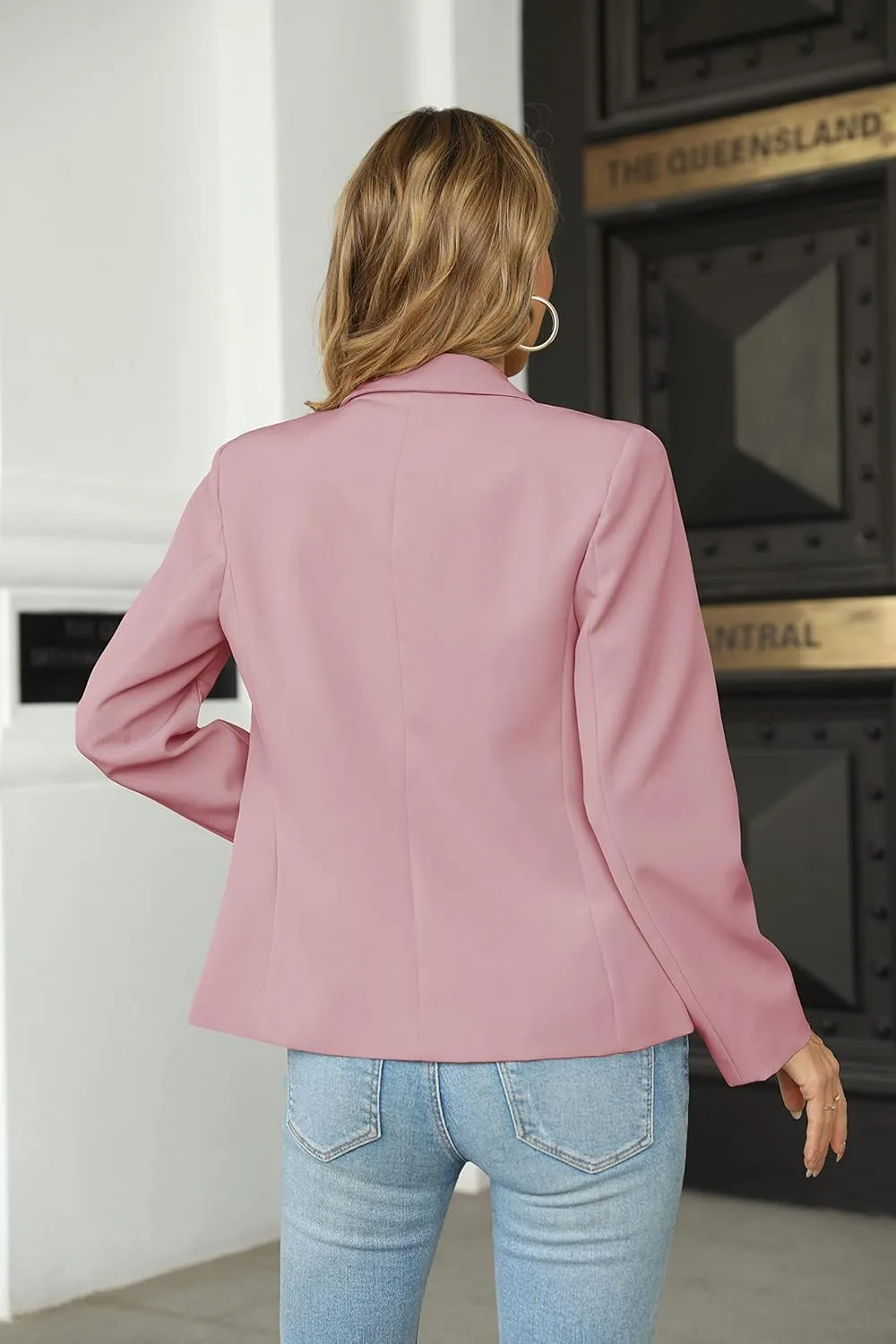 Womens Casual Blazers Long Sleeve Lapel Button Slim Work Office Blazer Jacket