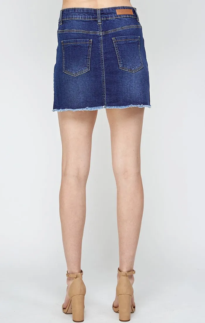 Womens Denim Mini Skirt With Faux Pocekts