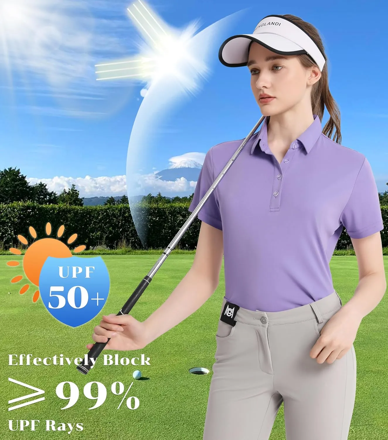 Women's Polo Shirts UPF 50  Casual Sun Protection Work Quick Dry 4 Buttons Short Sleeve Collared Golf Shirt XS-3XL