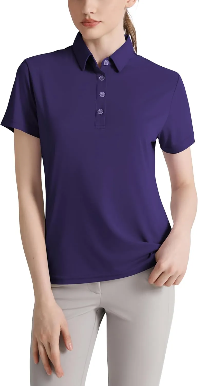 Women's Polo Shirts UPF 50  Casual Sun Protection Work Quick Dry 4 Buttons Short Sleeve Collared Golf Shirt XS-3XL