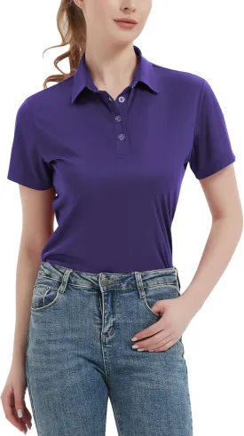 Women's Polo Shirts UPF 50  Casual Sun Protection Work Quick Dry 4 Buttons Short Sleeve Collared Golf Shirt XS-3XL