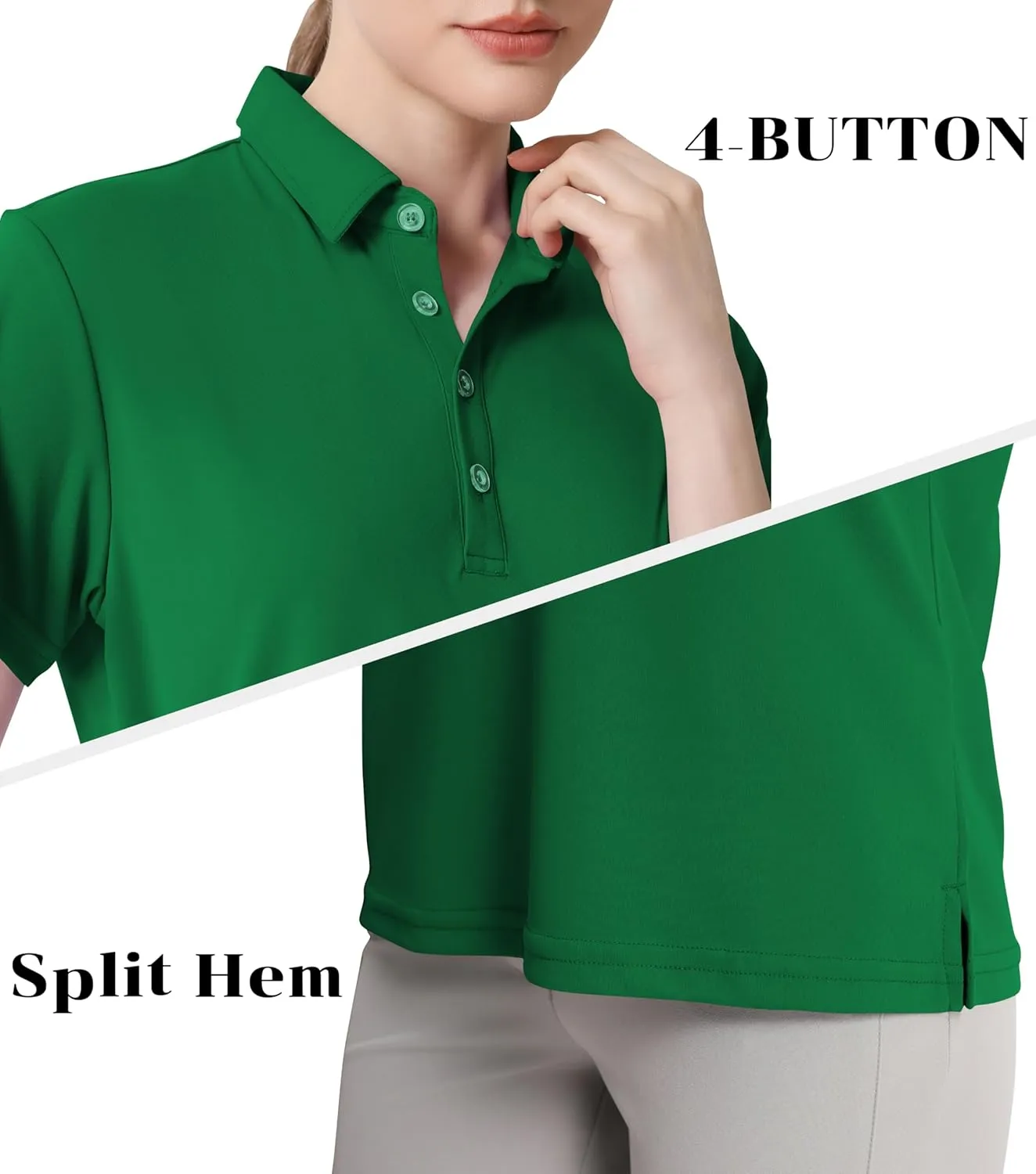 Women's Polo Shirts UPF 50  Casual Sun Protection Work Quick Dry 4 Buttons Short Sleeve Collared Golf Shirt XS-3XL