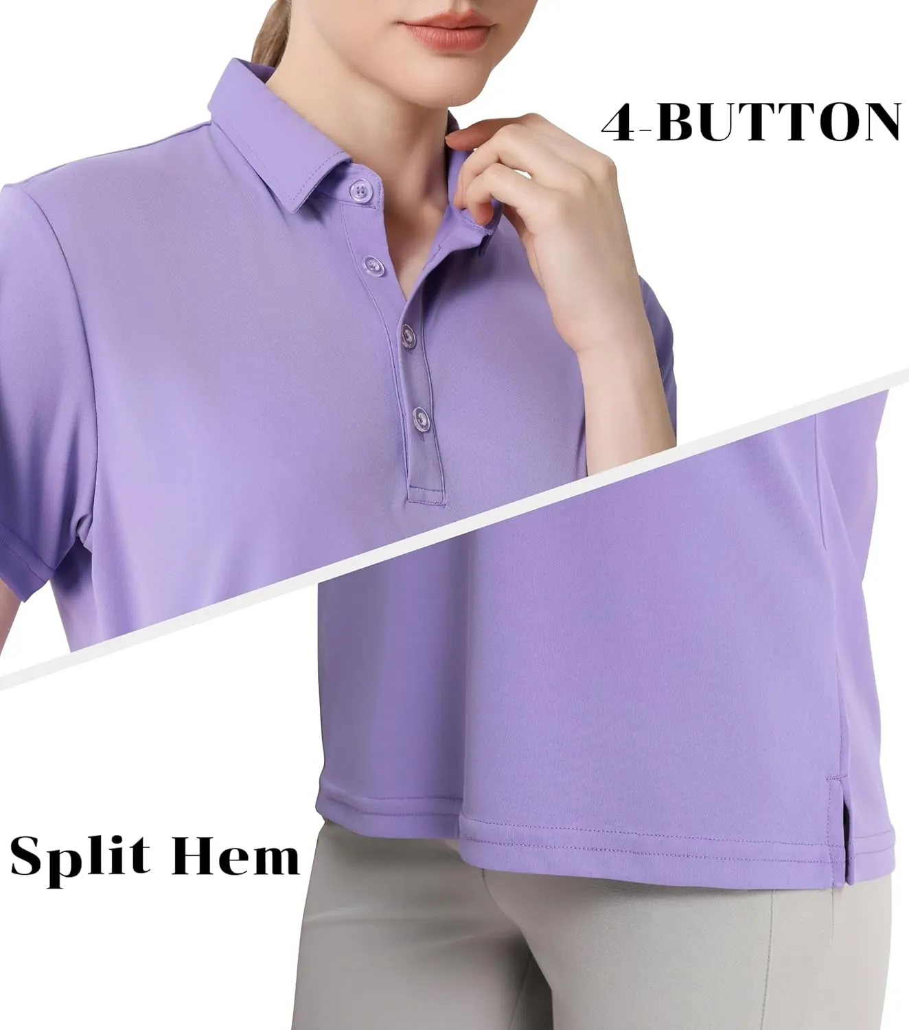 Women's Polo Shirts UPF 50  Casual Sun Protection Work Quick Dry 4 Buttons Short Sleeve Collared Golf Shirt XS-3XL