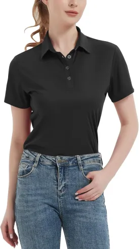 Women's Polo Shirts UPF 50  Casual Sun Protection Work Quick Dry 4 Buttons Short Sleeve Collared Golf Shirt XS-3XL