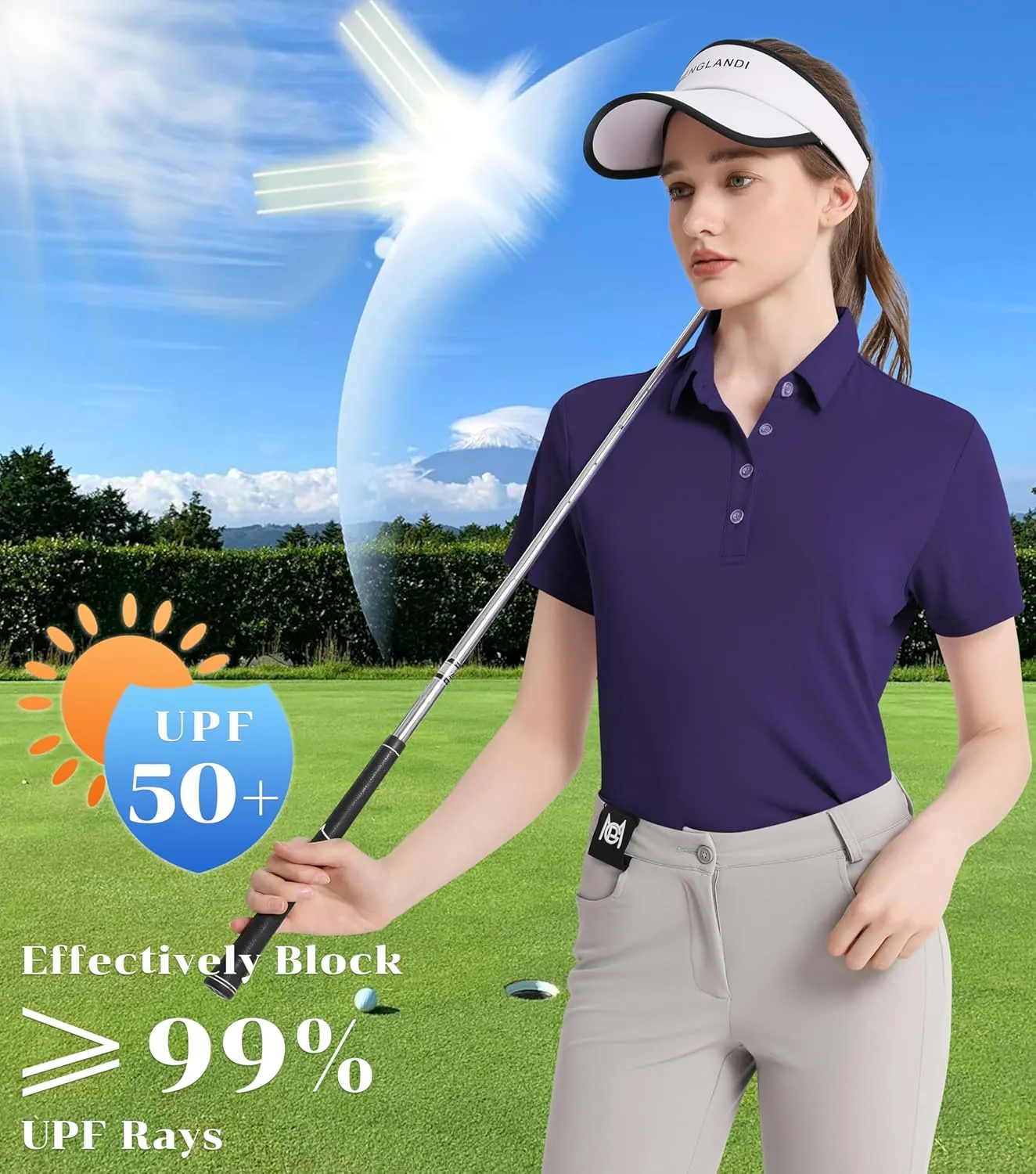 Women's Polo Shirts UPF 50  Casual Sun Protection Work Quick Dry 4 Buttons Short Sleeve Collared Golf Shirt XS-3XL