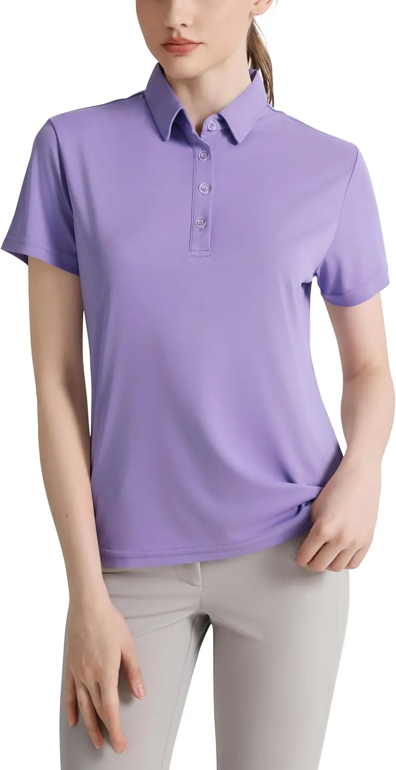 Women's Polo Shirts UPF 50  Casual Sun Protection Work Quick Dry 4 Buttons Short Sleeve Collared Golf Shirt XS-3XL