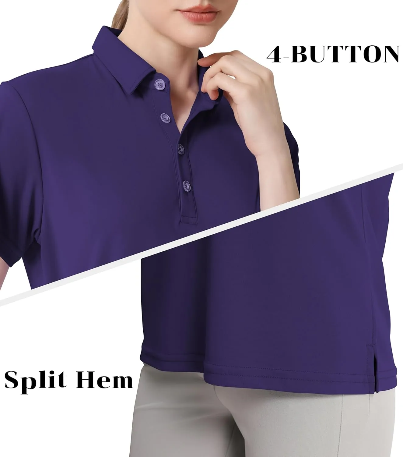 Women's Polo Shirts UPF 50  Casual Sun Protection Work Quick Dry 4 Buttons Short Sleeve Collared Golf Shirt XS-3XL