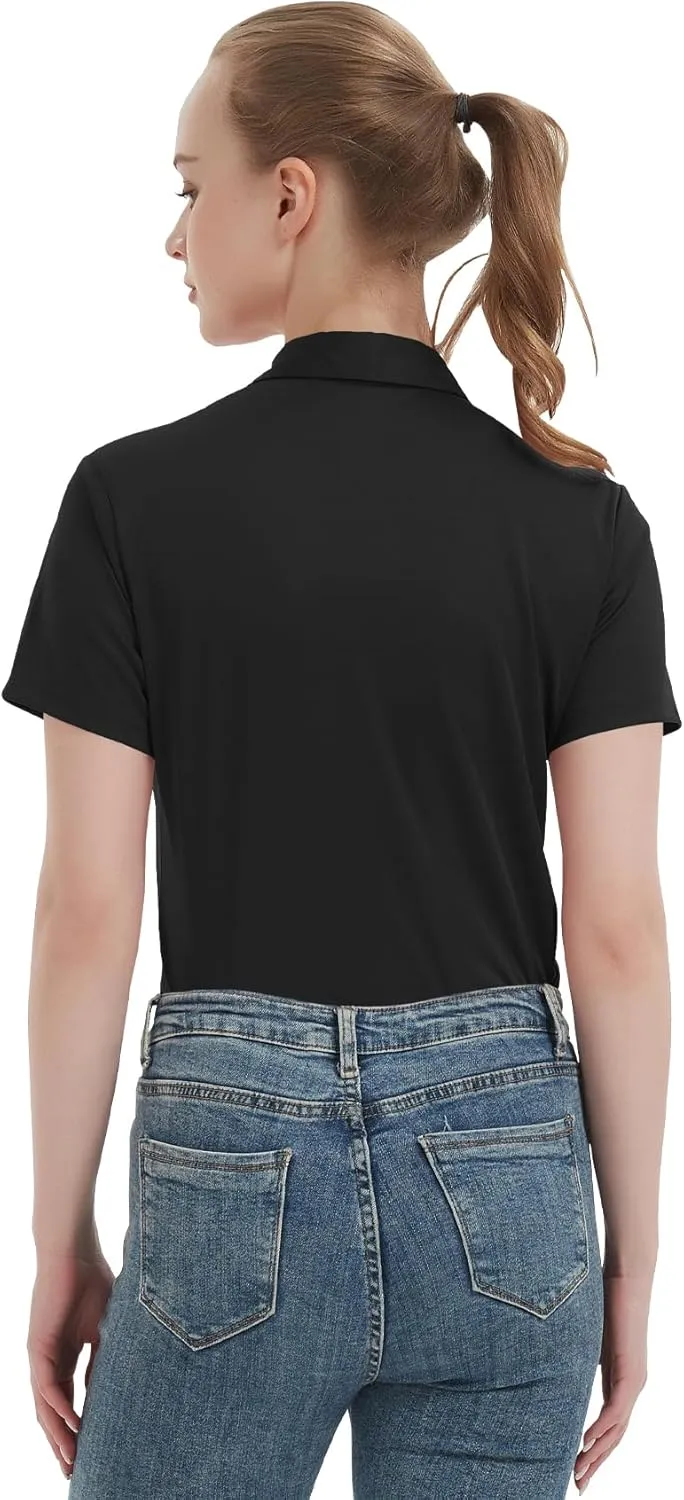 Women's Polo Shirts UPF 50  Casual Sun Protection Work Quick Dry 4 Buttons Short Sleeve Collared Golf Shirt XS-3XL