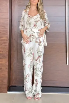 Women's Printed Jumpsuit   Top Set