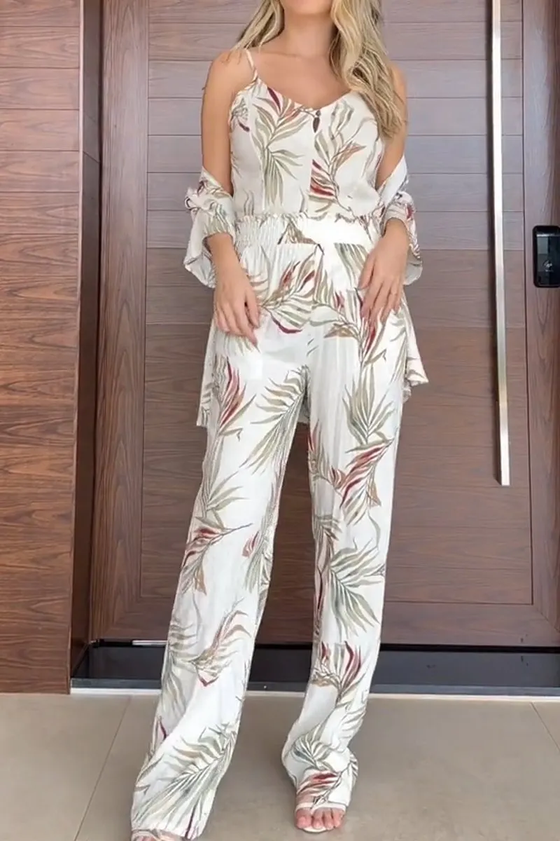 Women's Printed Jumpsuit   Top Set