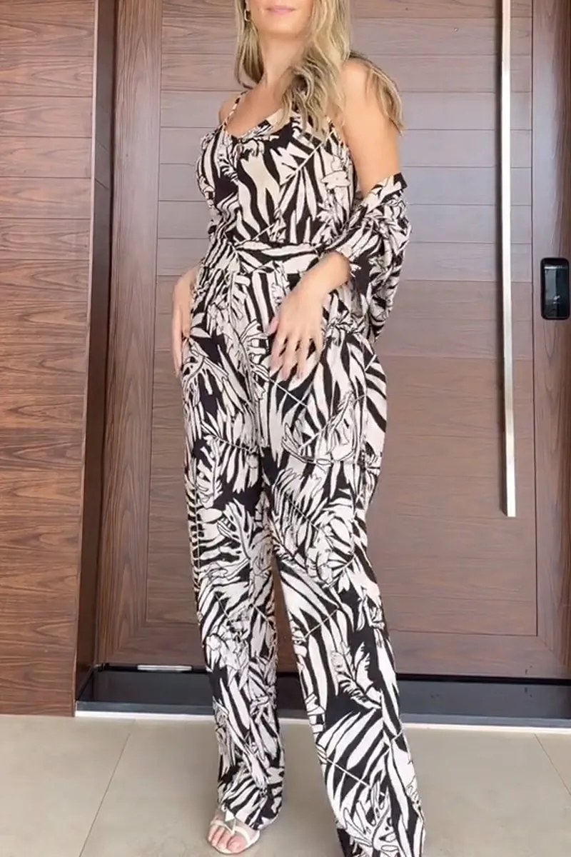 Women's Printed Jumpsuit   Top Set