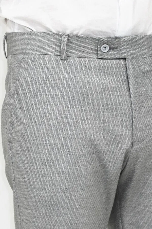 WSS Slim Fit Patterned Grey Men Pants  - Singen