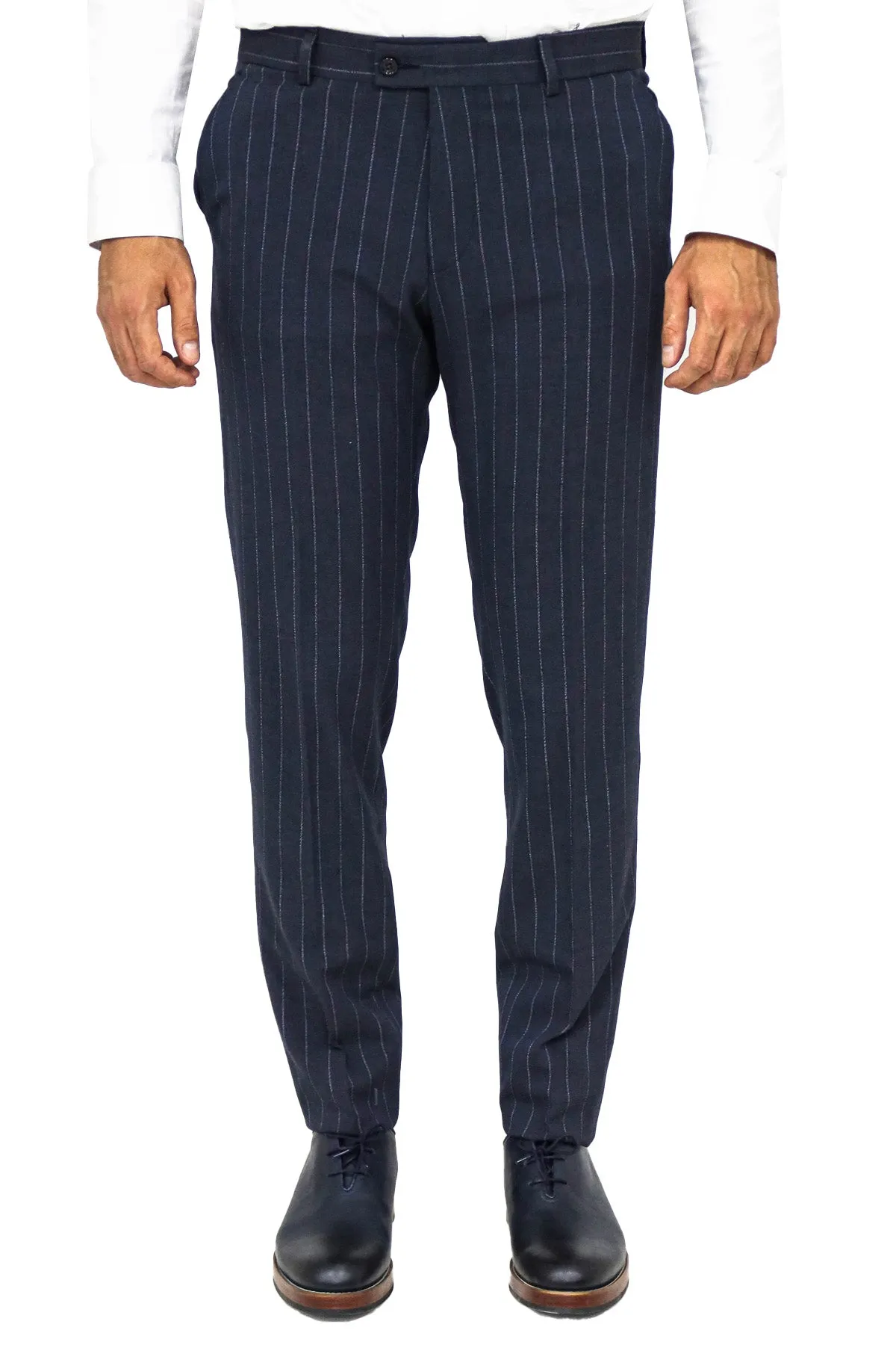 WSS Striped Slim Fit Navy Blue Men Pants  - Singen