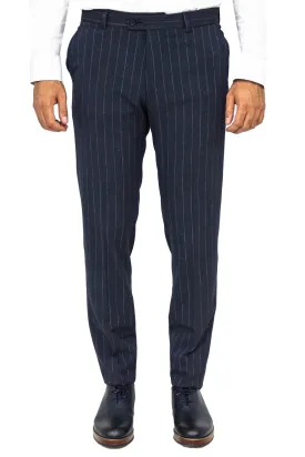 WSS Striped Slim Fit Navy Blue Men Pants  - Singen