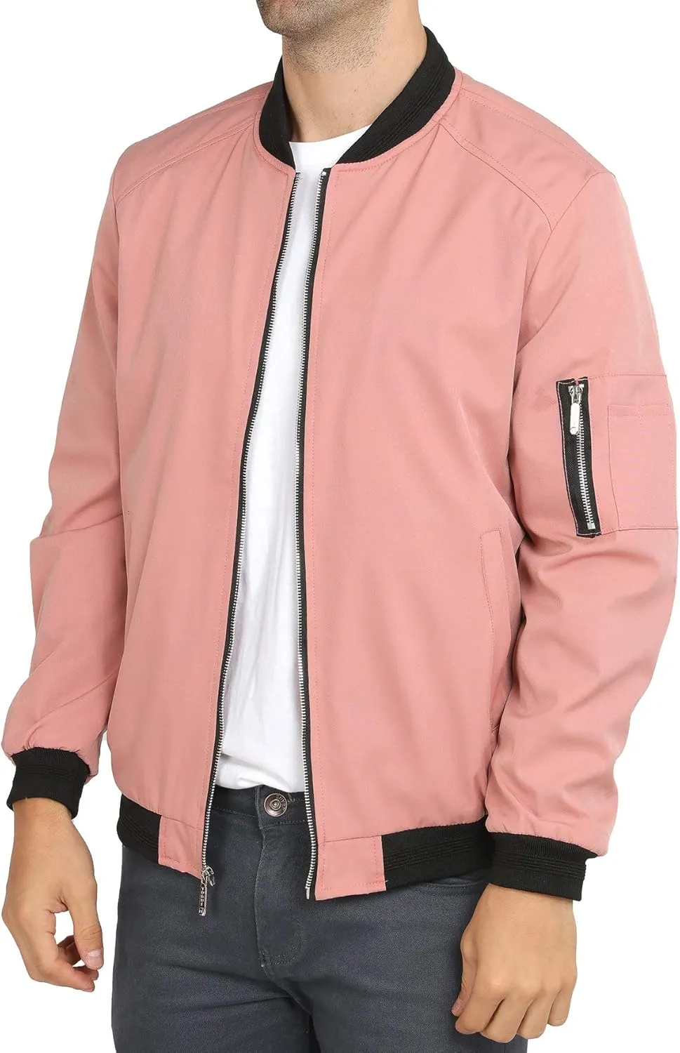 WULFUL Mens Casual Lightweight Jacket Softshell Flight Bomber Jacket Varsity Windbreaker