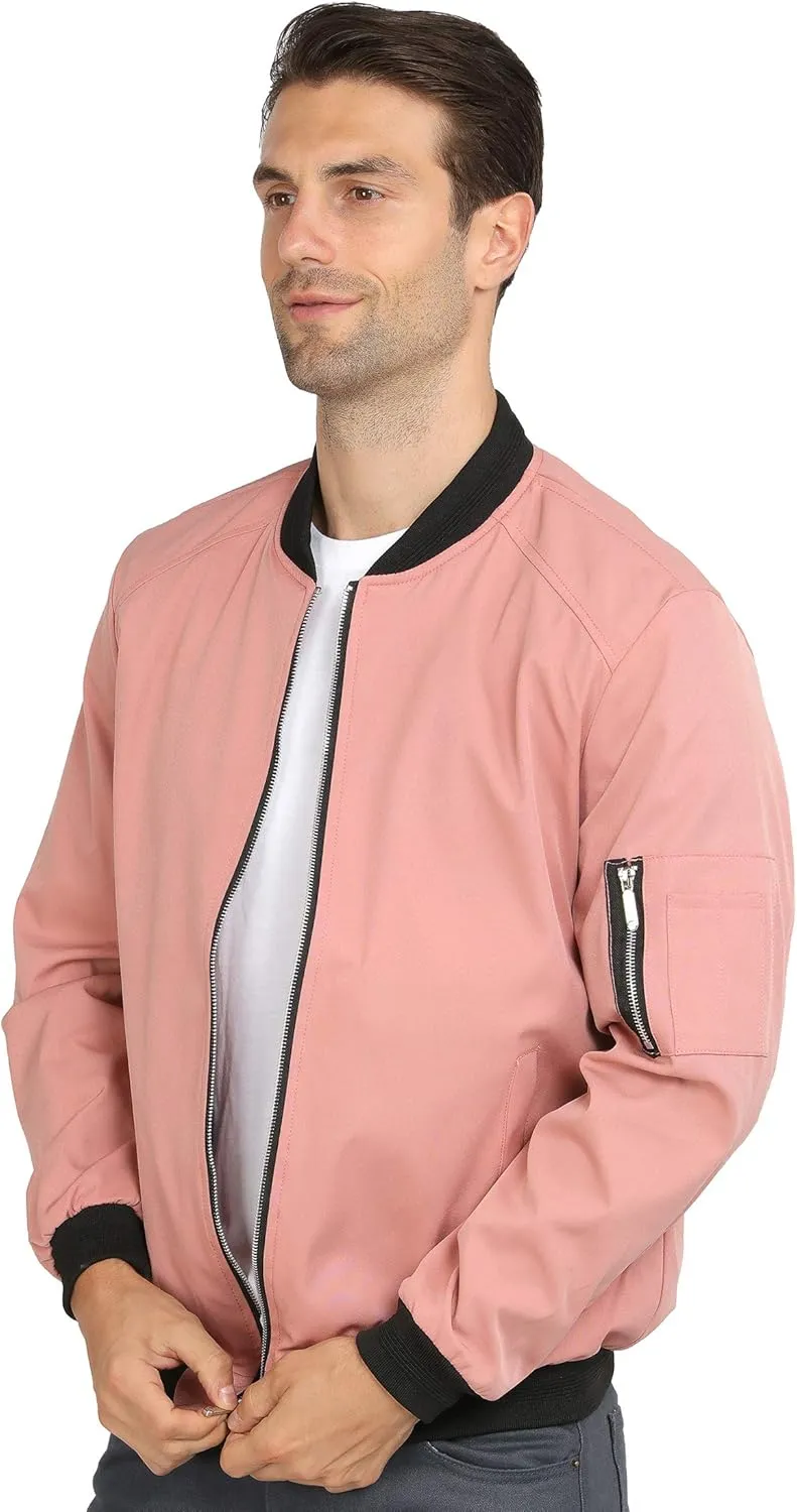 WULFUL Mens Casual Lightweight Jacket Softshell Flight Bomber Jacket Varsity Windbreaker