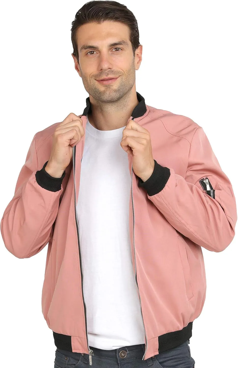 WULFUL Mens Casual Lightweight Jacket Softshell Flight Bomber Jacket Varsity Windbreaker