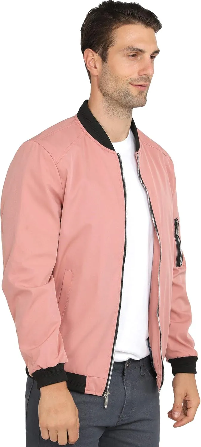 WULFUL Mens Casual Lightweight Jacket Softshell Flight Bomber Jacket Varsity Windbreaker