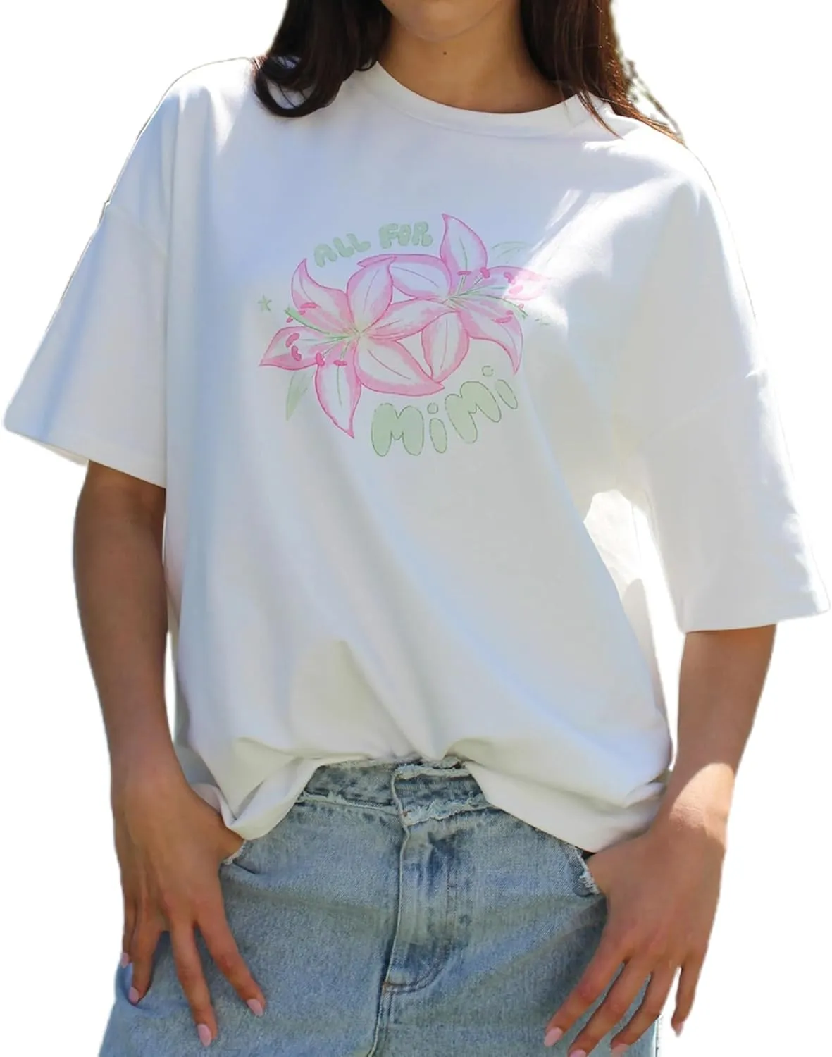 Y2k Oversized Summer Tops for Women Cute Bow Fruit Loose T Shirts Crew Neck Aesthetic Graphic Short Sleeve Tee